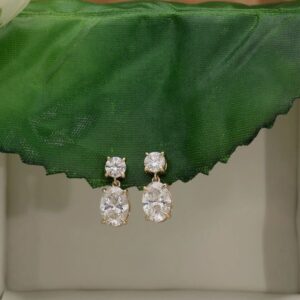 Oval & Round Dangle Stud Earrings