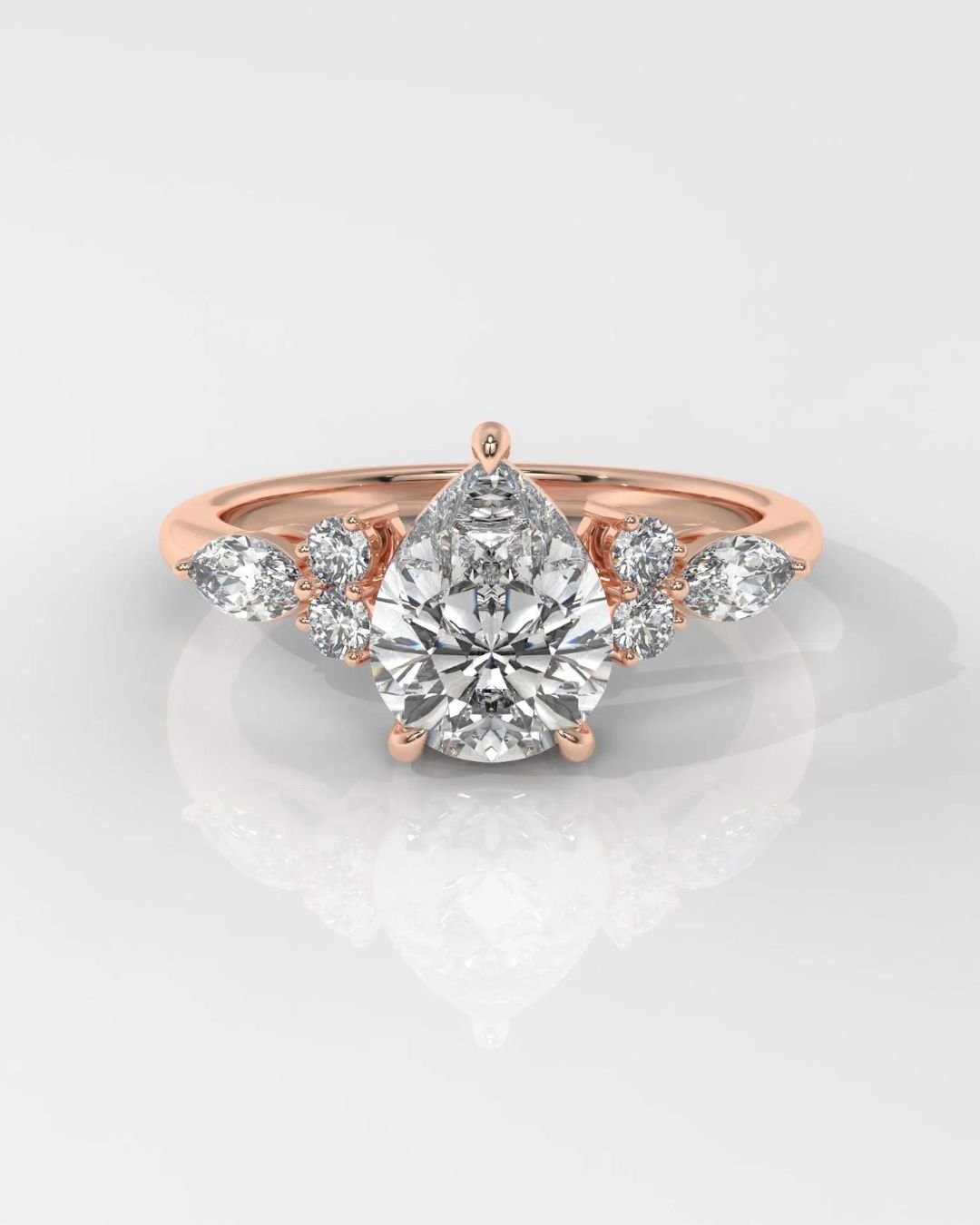 Pear Cut Diamond Engagement Ring With Side Stones - Image 3