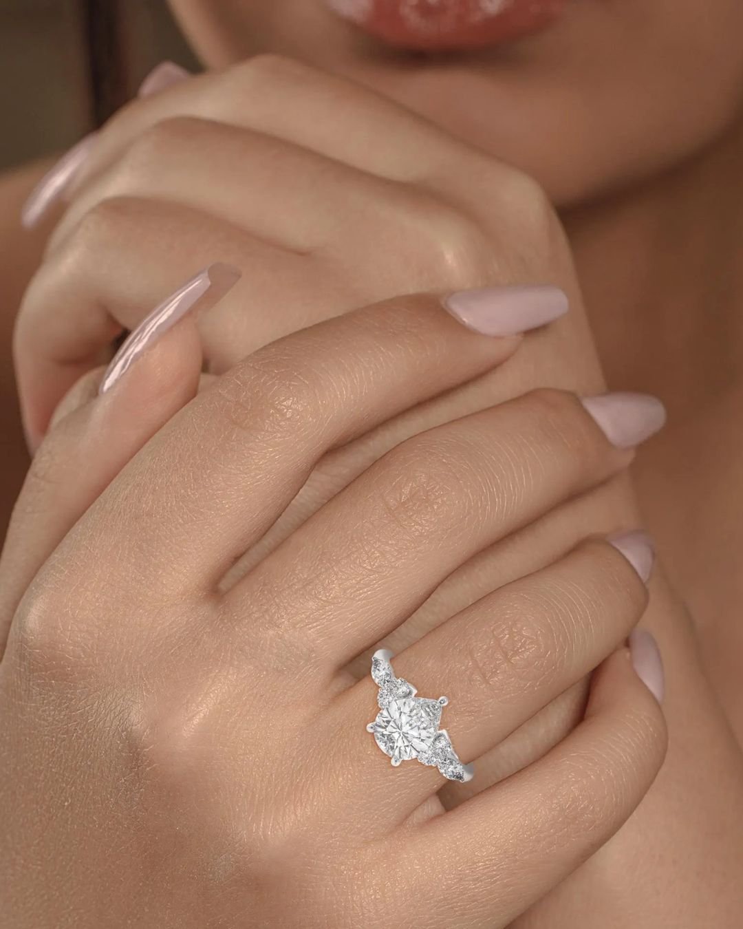 Pear Cut Diamond Engagement Ring With Side Stones - Image 2