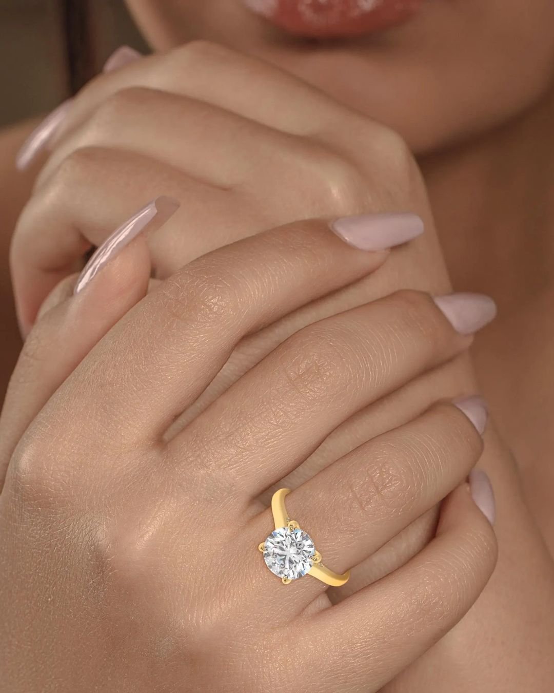 Round Cut Hidden Halo Engagement Ring - Image 2