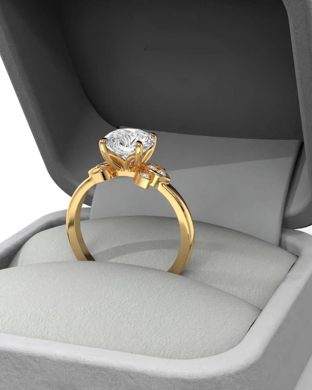 Round Cut Cluster Diamond Engagement Ring - Image 6