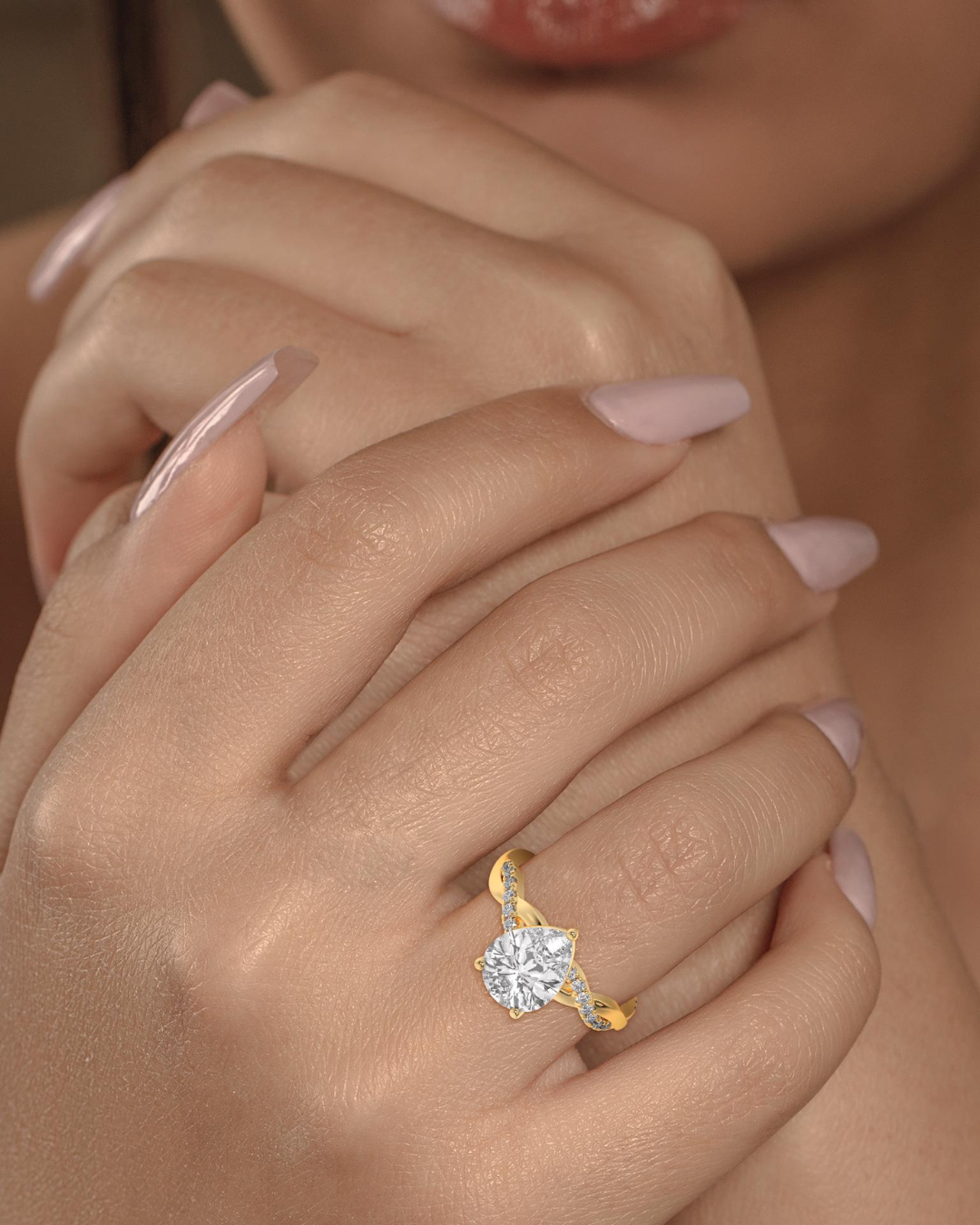 Pear Cut Lab Grown Diamond Infinity Engagement Ring - Image 2