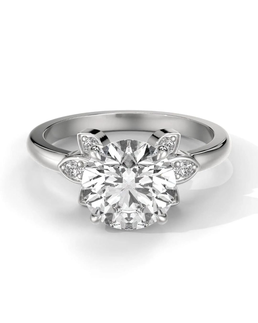 Round Cut Cluster Diamond Engagement Ring - Image 3