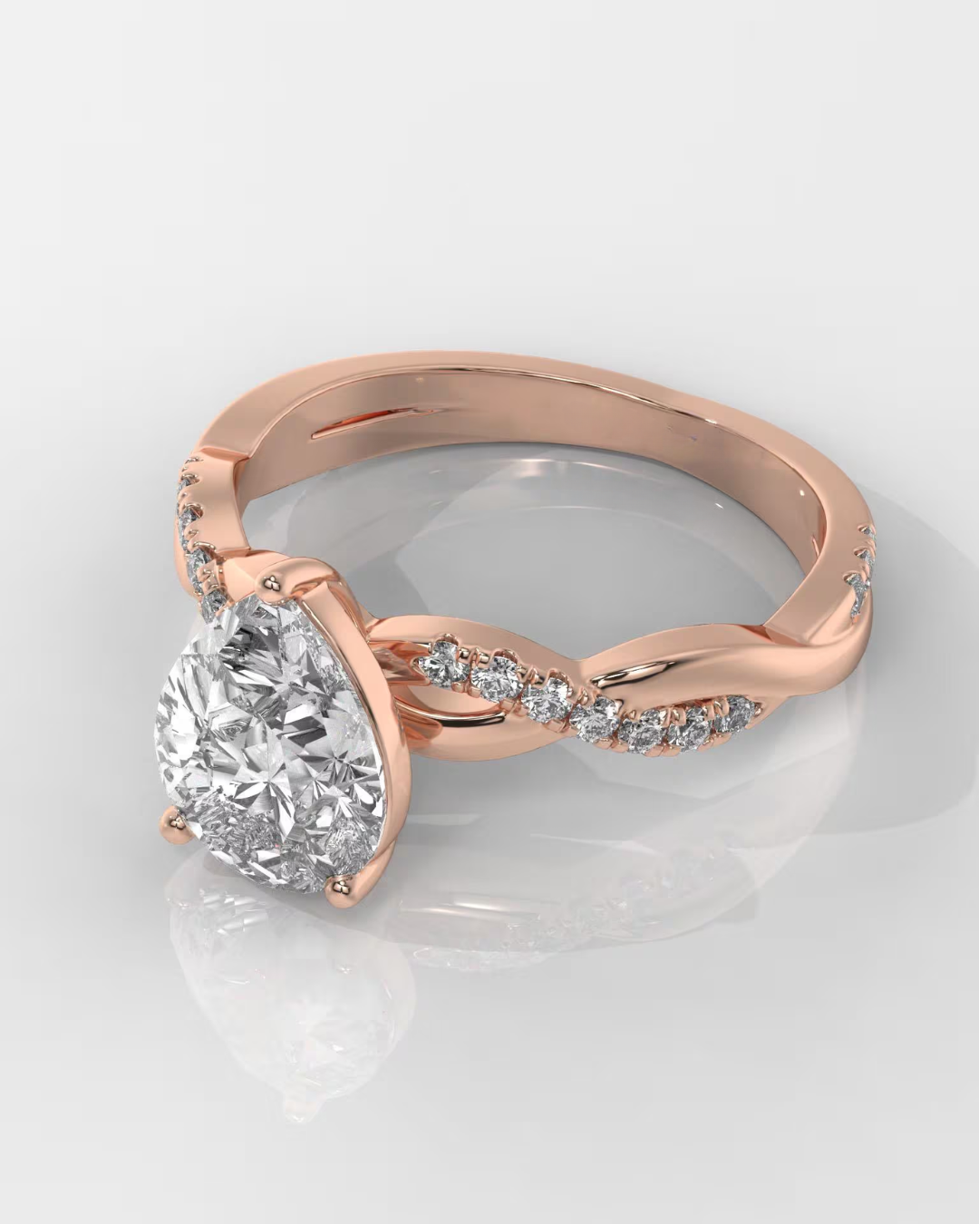 Pear Cut Lab Grown Diamond Infinity Engagement Ring - Image 5