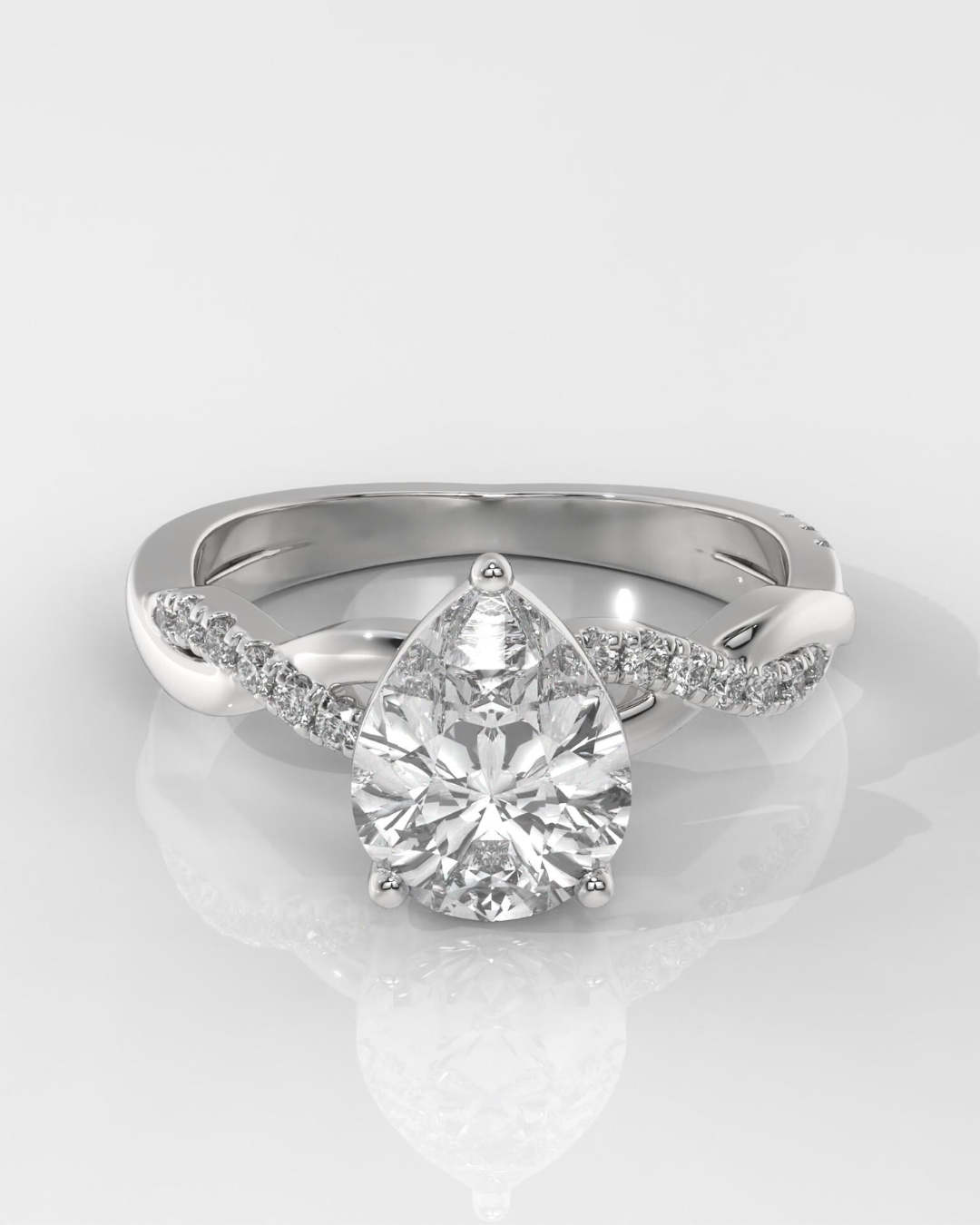 Pear Cut Lab Grown Diamond Infinity Engagement Ring - Image 3