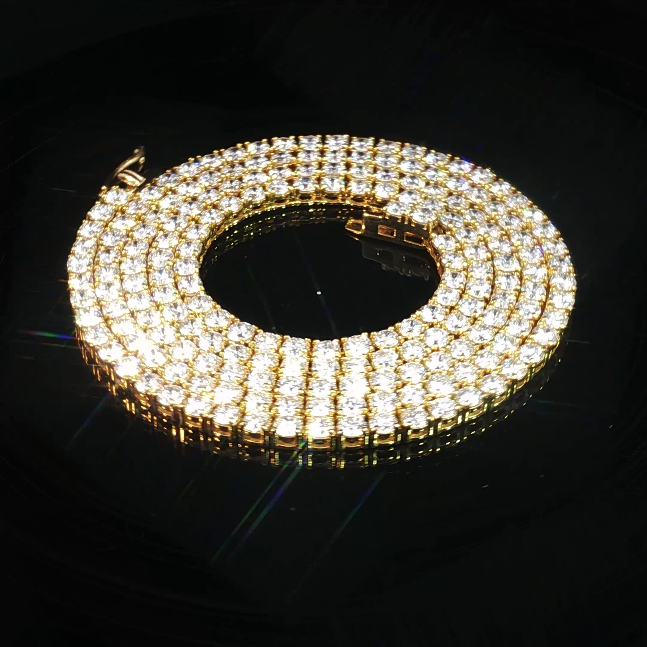14K Yellow Gold Diamond Tennis Necklace - Image 3