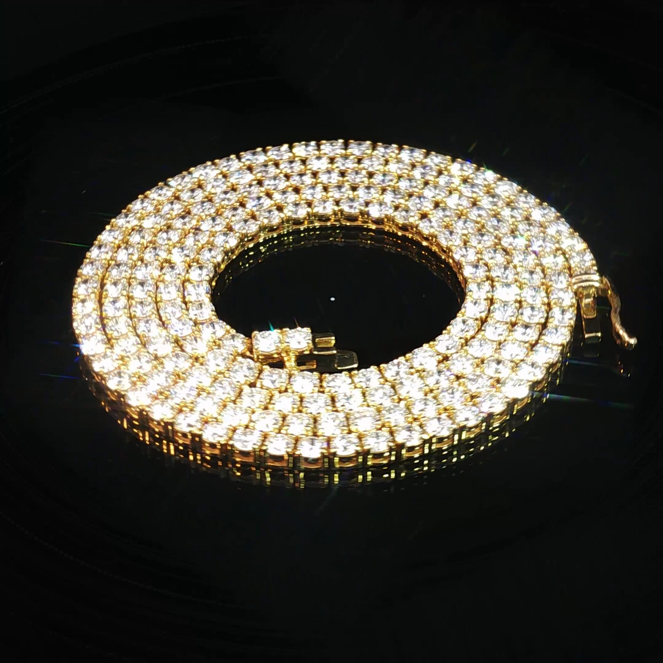 14K Yellow Gold Diamond Tennis Necklace - Image 2
