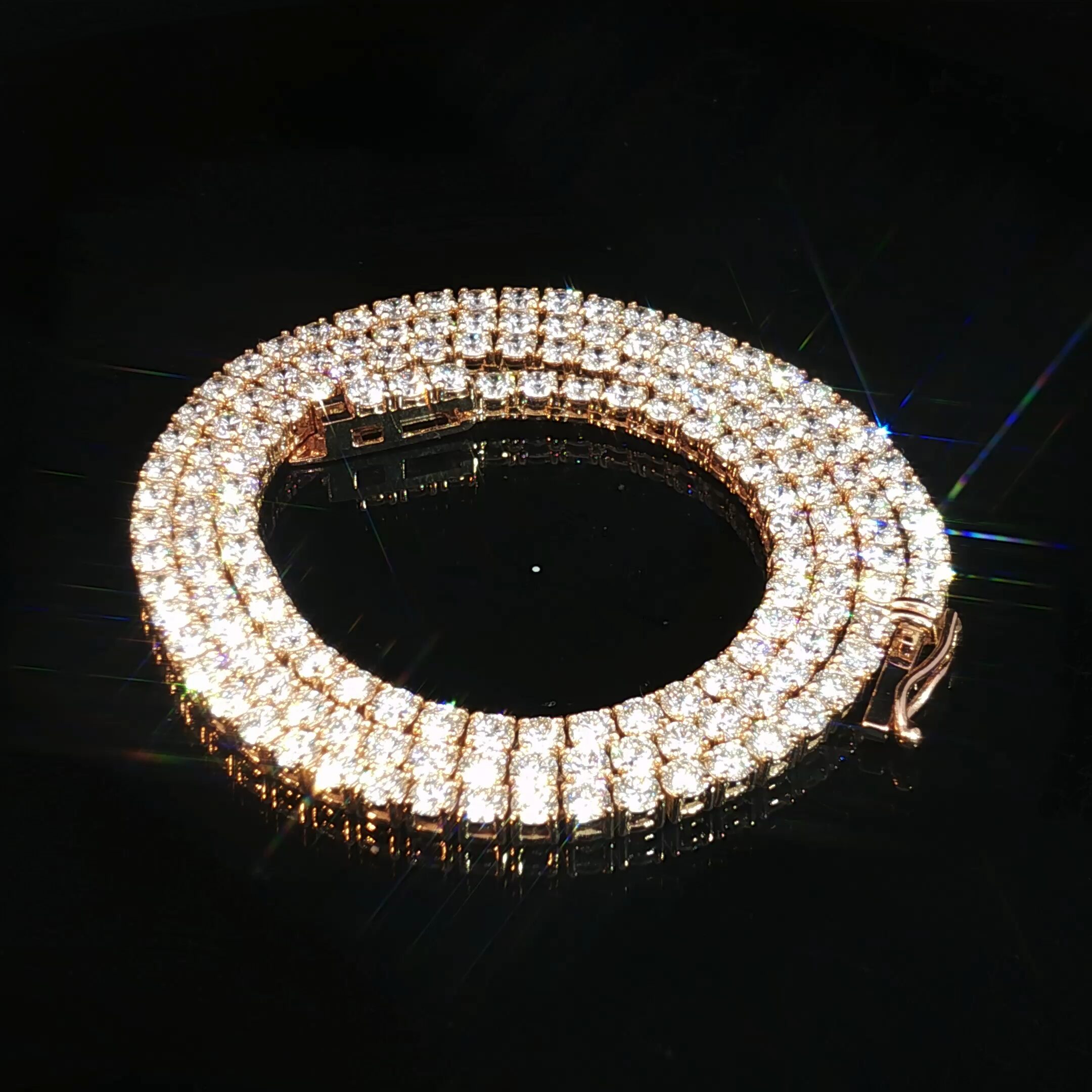 14K Rose Gold Luxury Tennis Necklace - Image 4