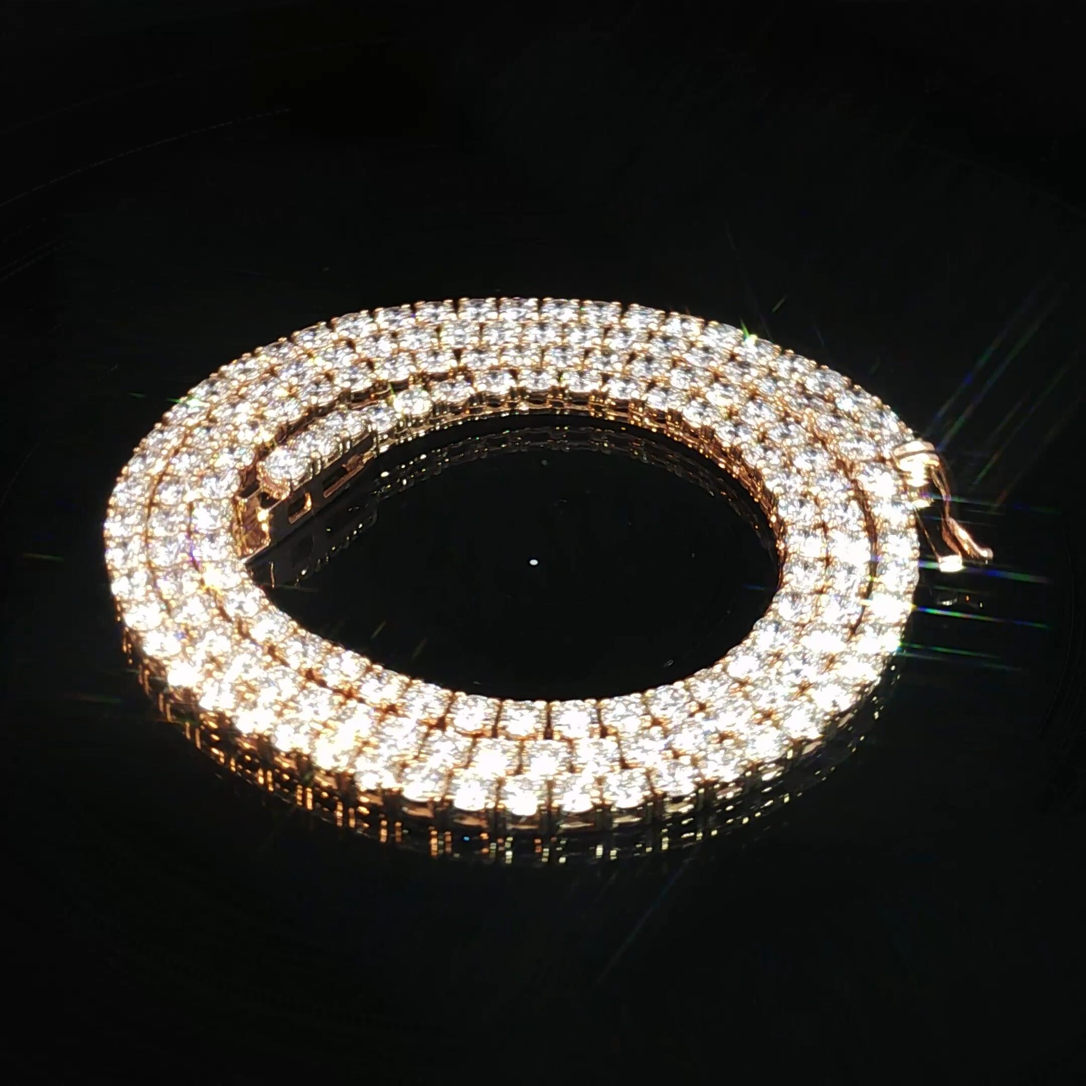 14K Rose Gold Luxury Tennis Necklace - Image 2