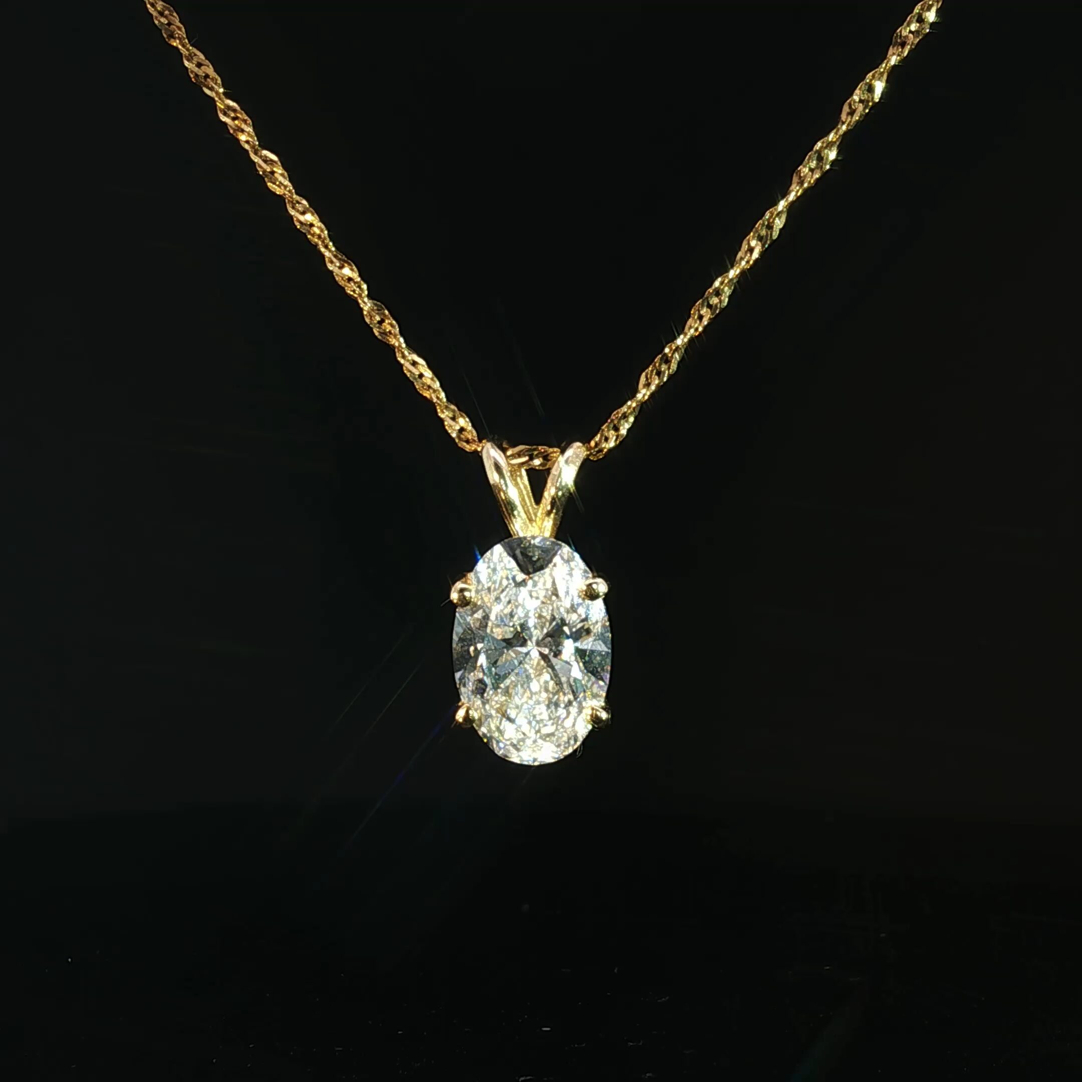 14K Oval Diamond Pendant - Image 5
