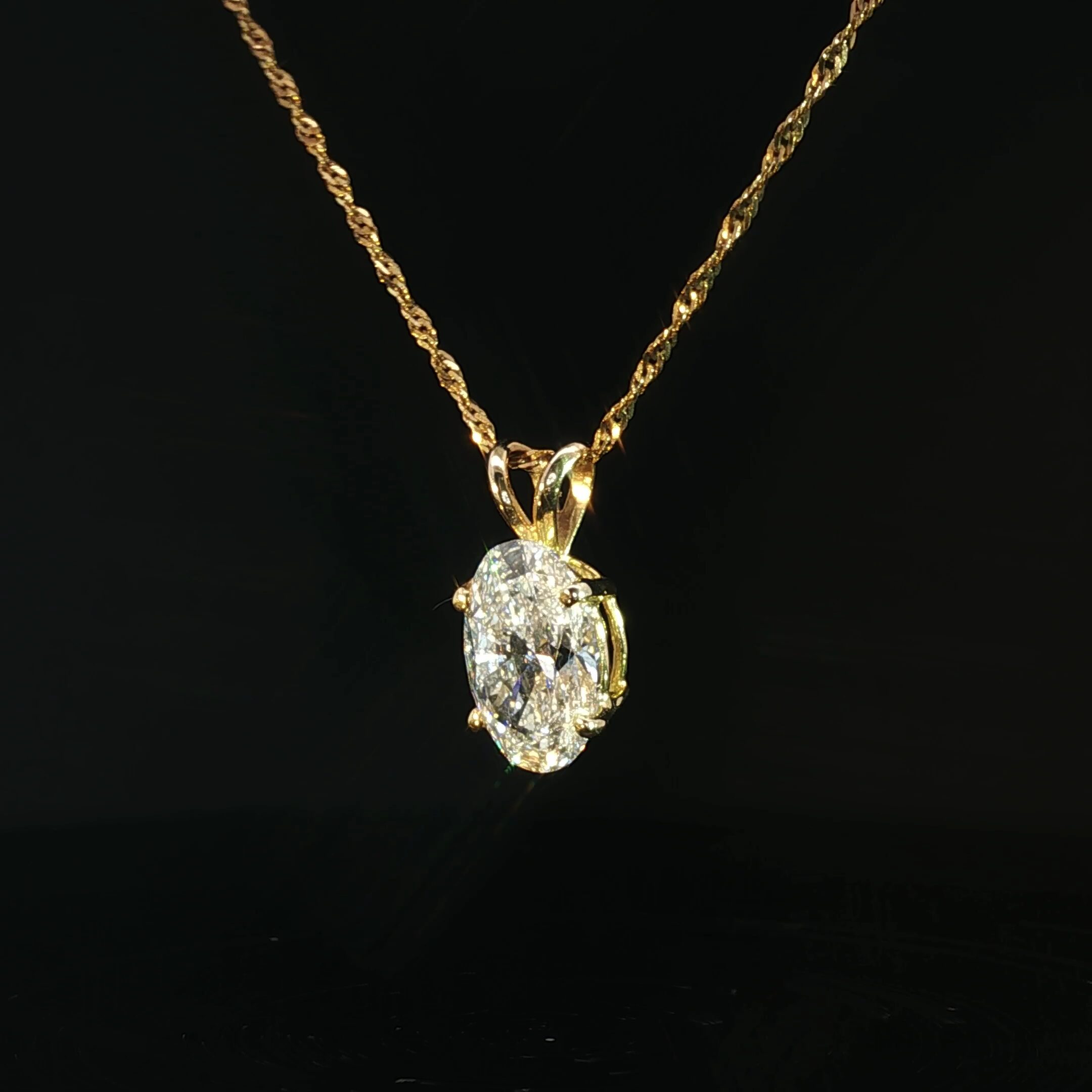14K Oval Diamond Pendant - Image 4
