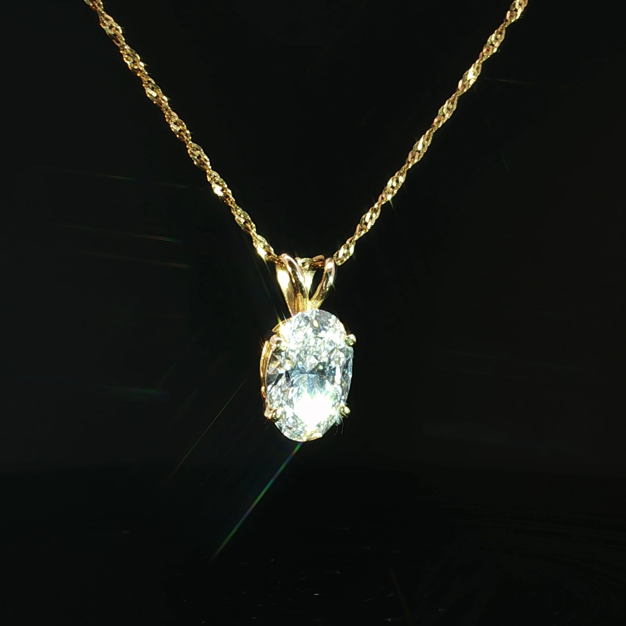 14K Oval Diamond Pendant - Image 2