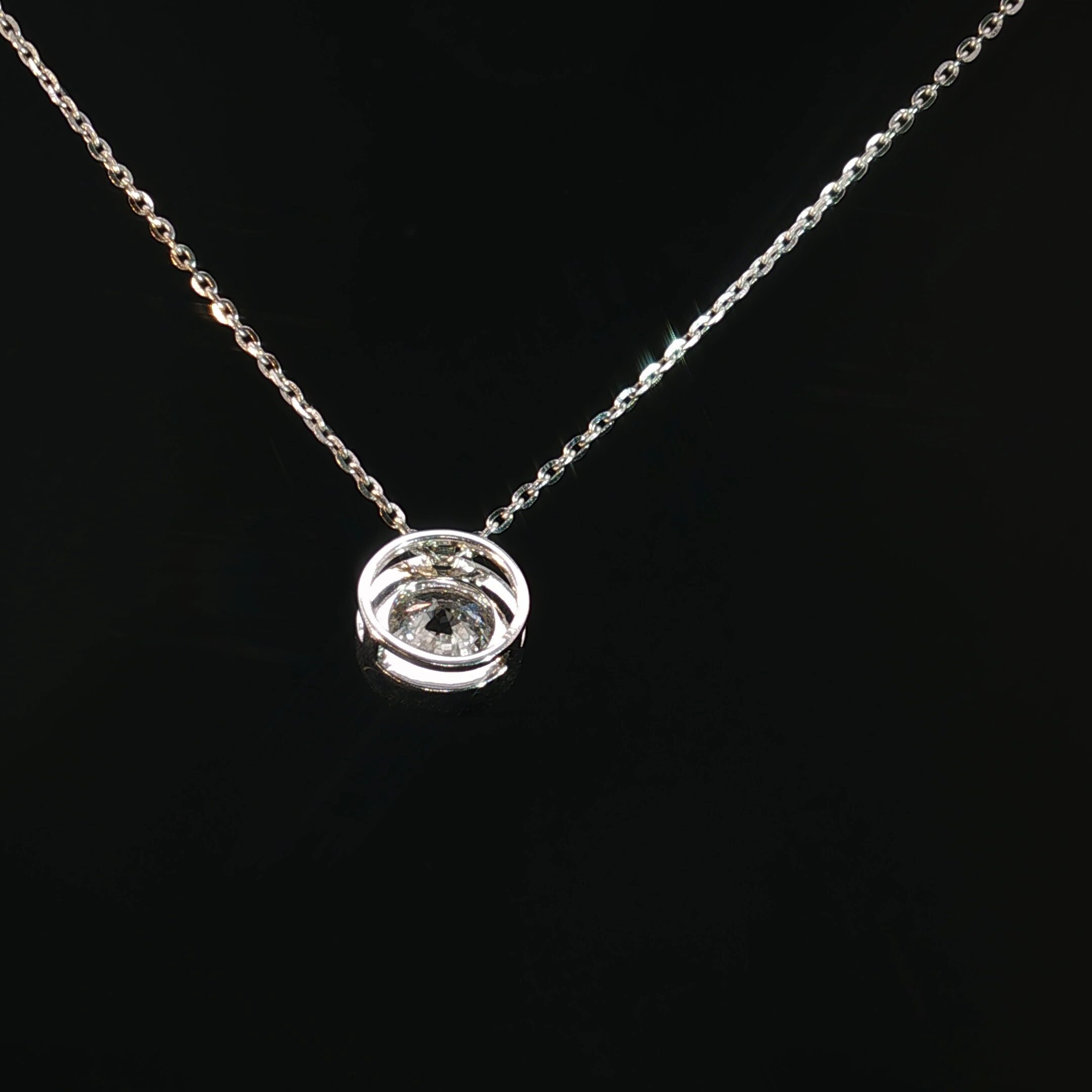 14K Diamond Solitaire Necklace - Image 3