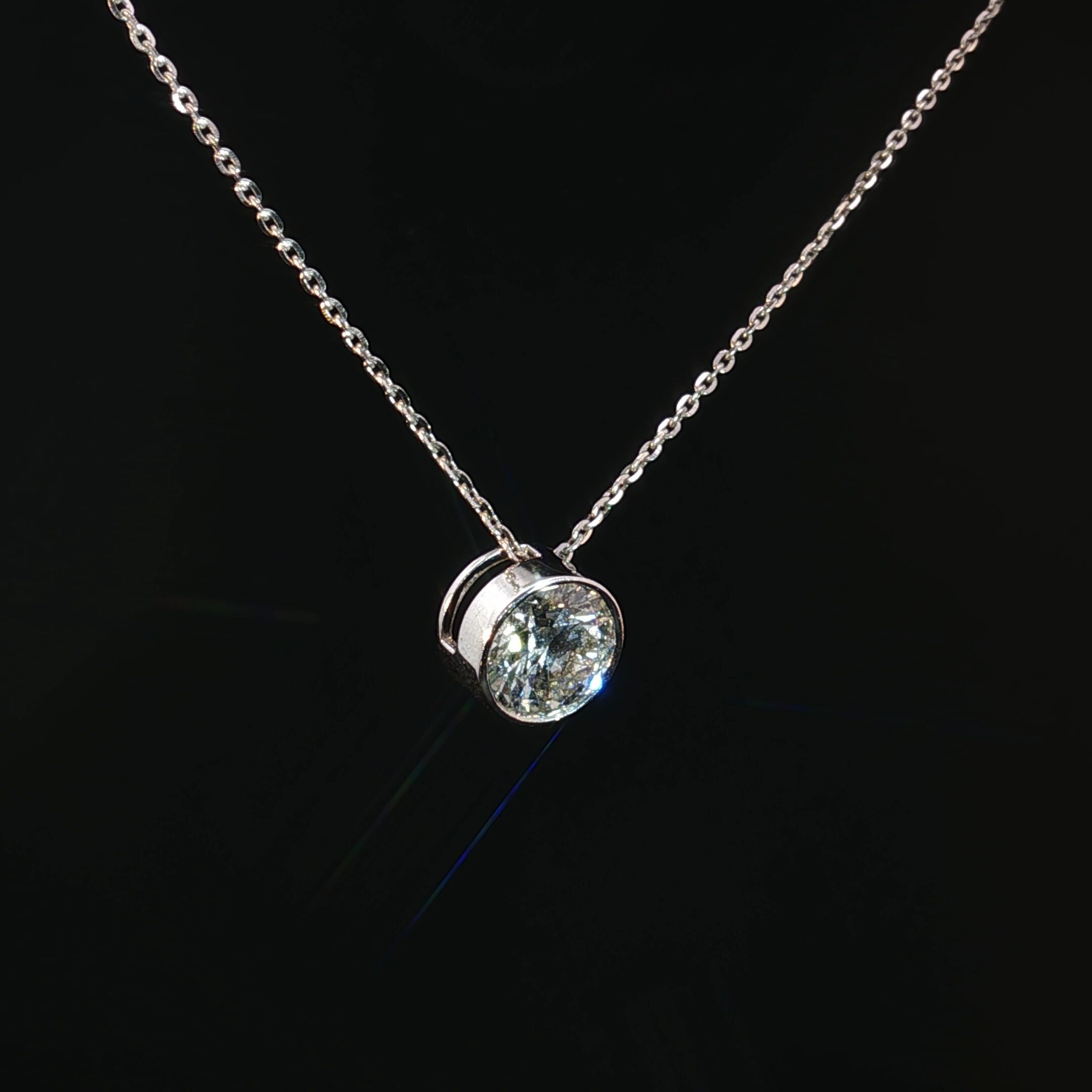 14K Diamond Solitaire Necklace - Image 2