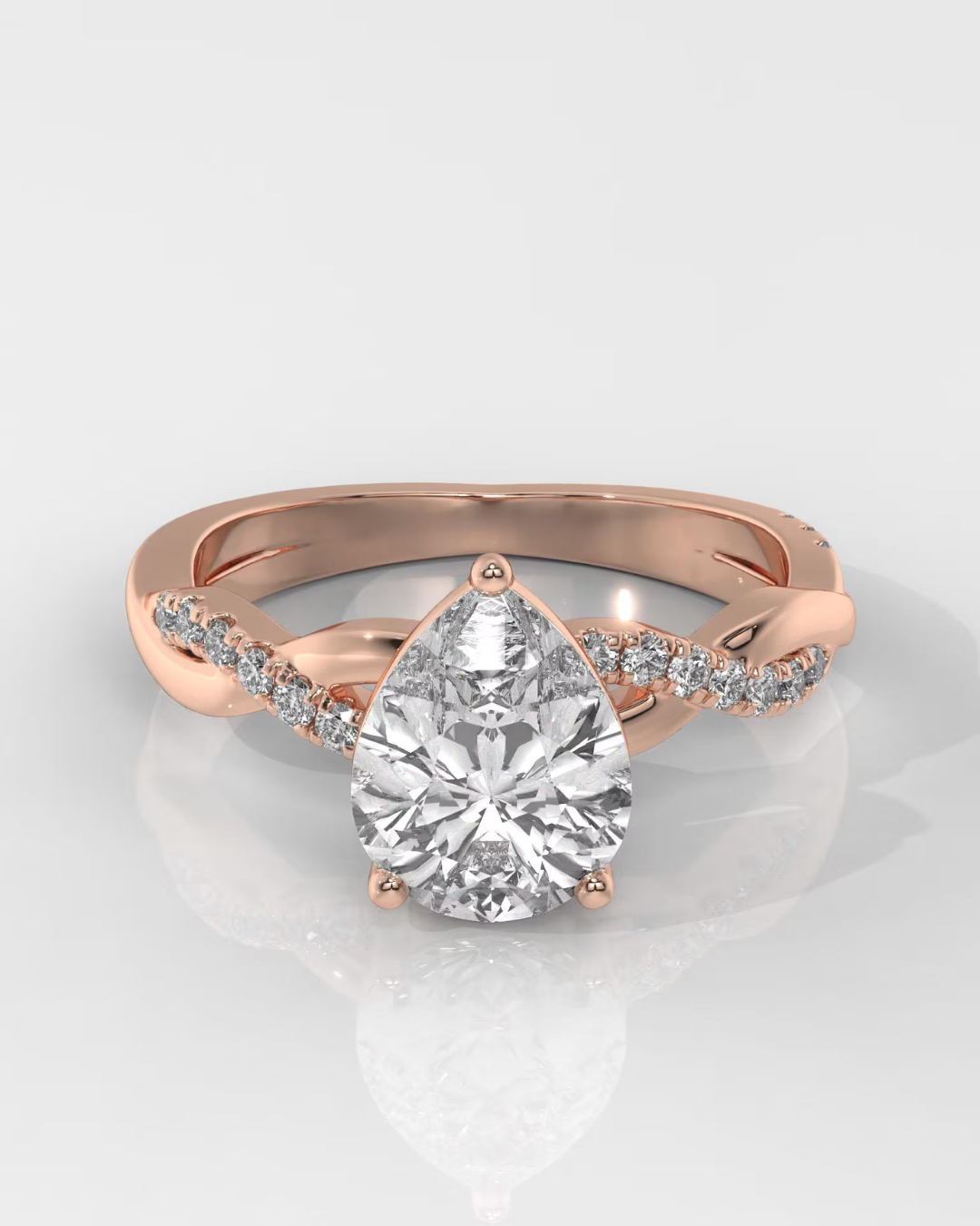 Pear Cut Lab Grown Diamond Infinity Engagement Ring - Image 4