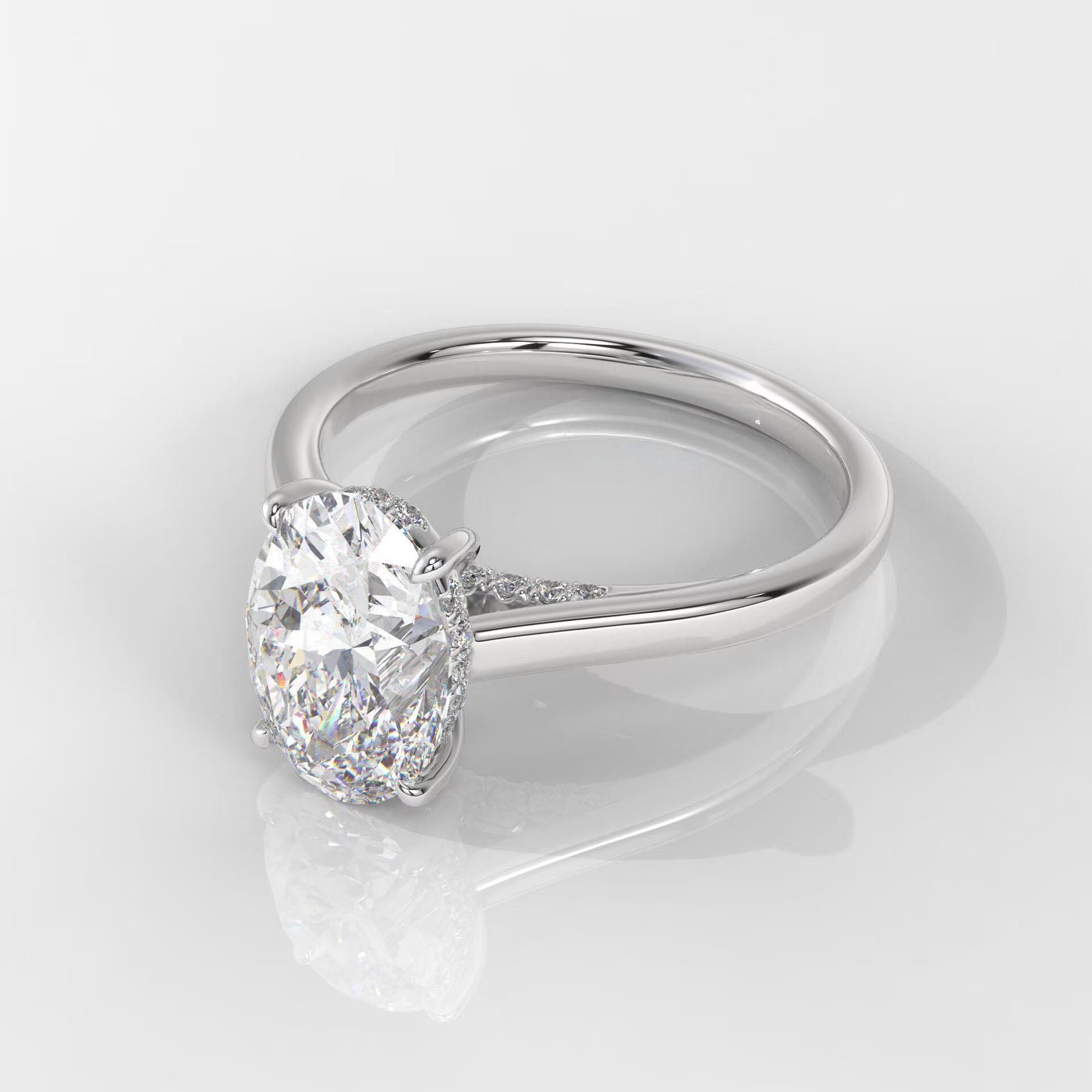 Oval Cut Hidden Halo Engagement Ring - Image 7