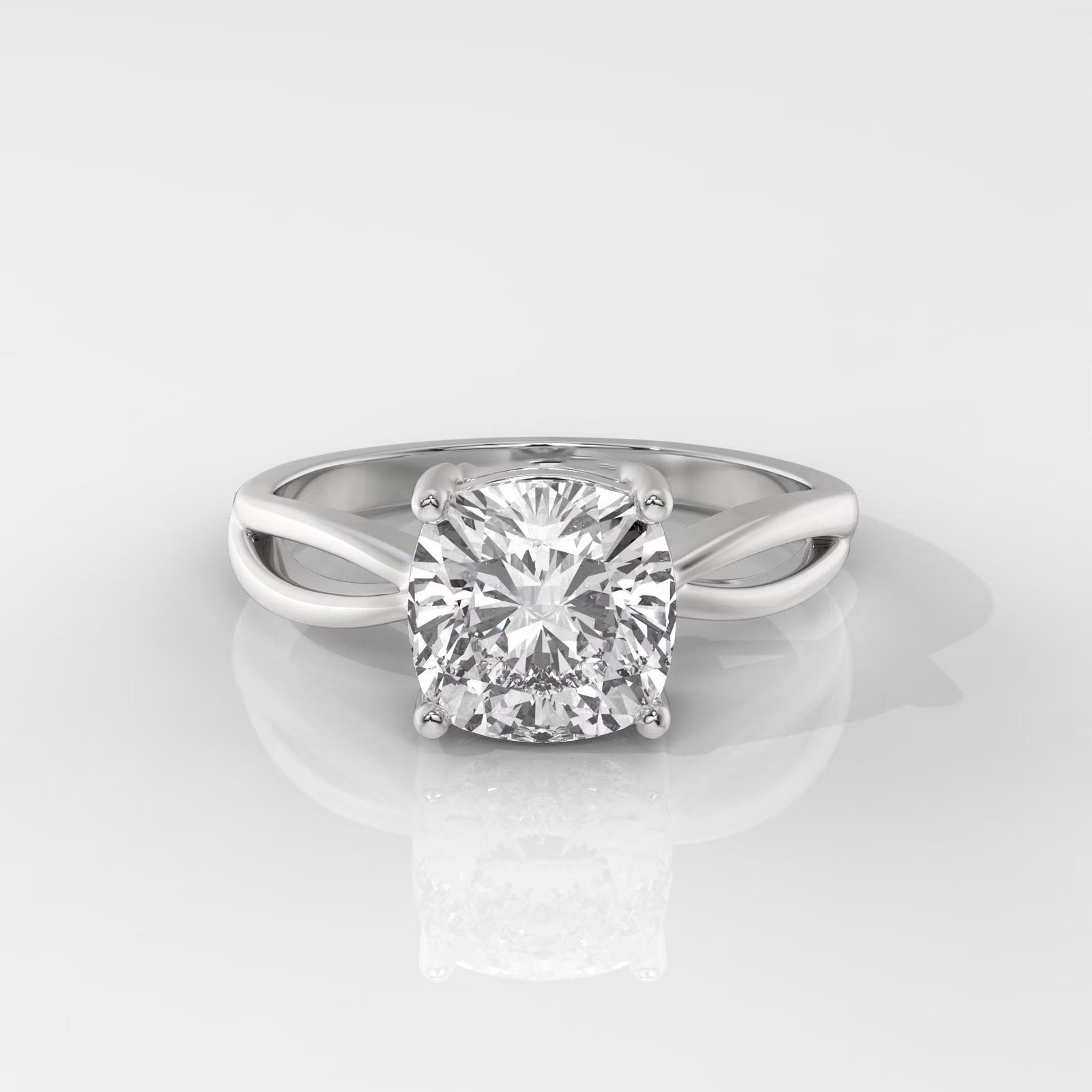 Square Cushion Cut Engagement Ring with Split Shank - Image 2