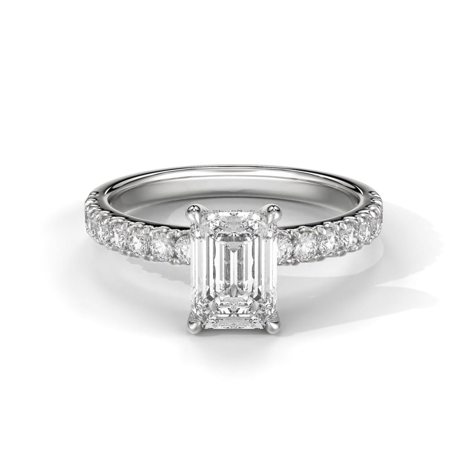 Emerald Cut Hideen Halo Engagement Ring - Image 6