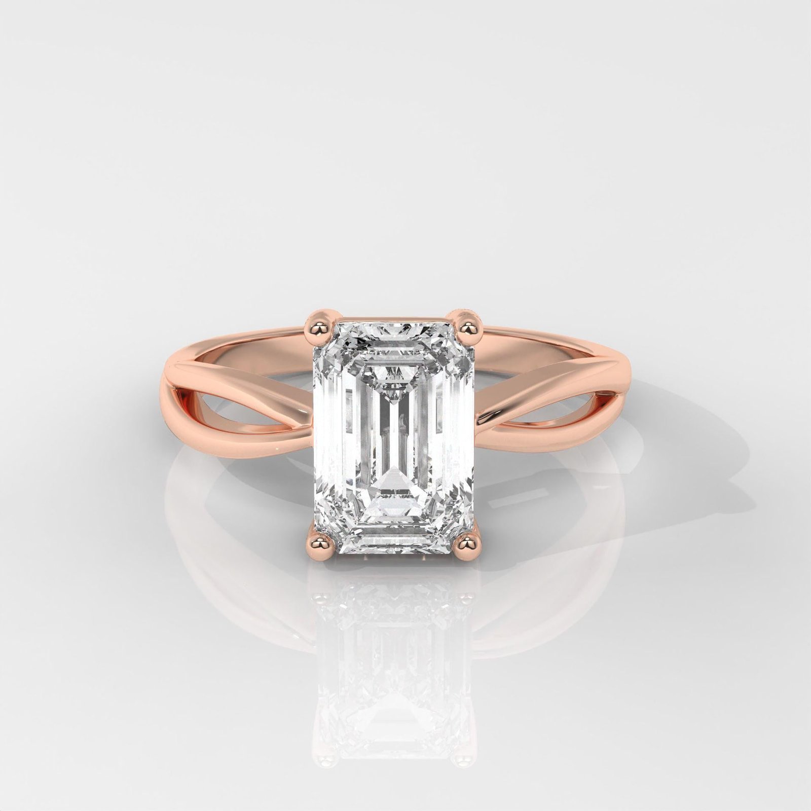 Emerald Cut Engagement Ring with Split Shank - Image 2