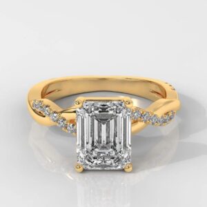 Emerald Cut Infinity Engagement Ring