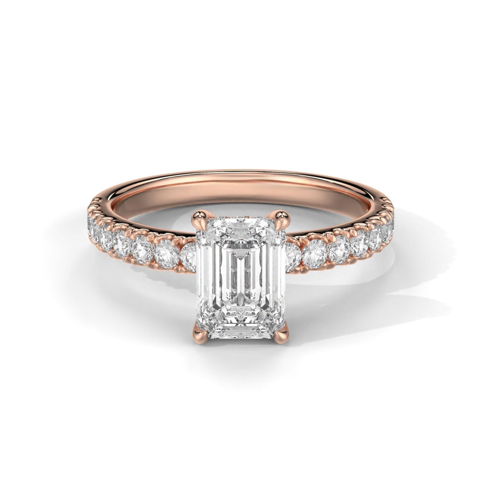 Emerald Cut Hideen Halo Engagement Ring - Image 7
