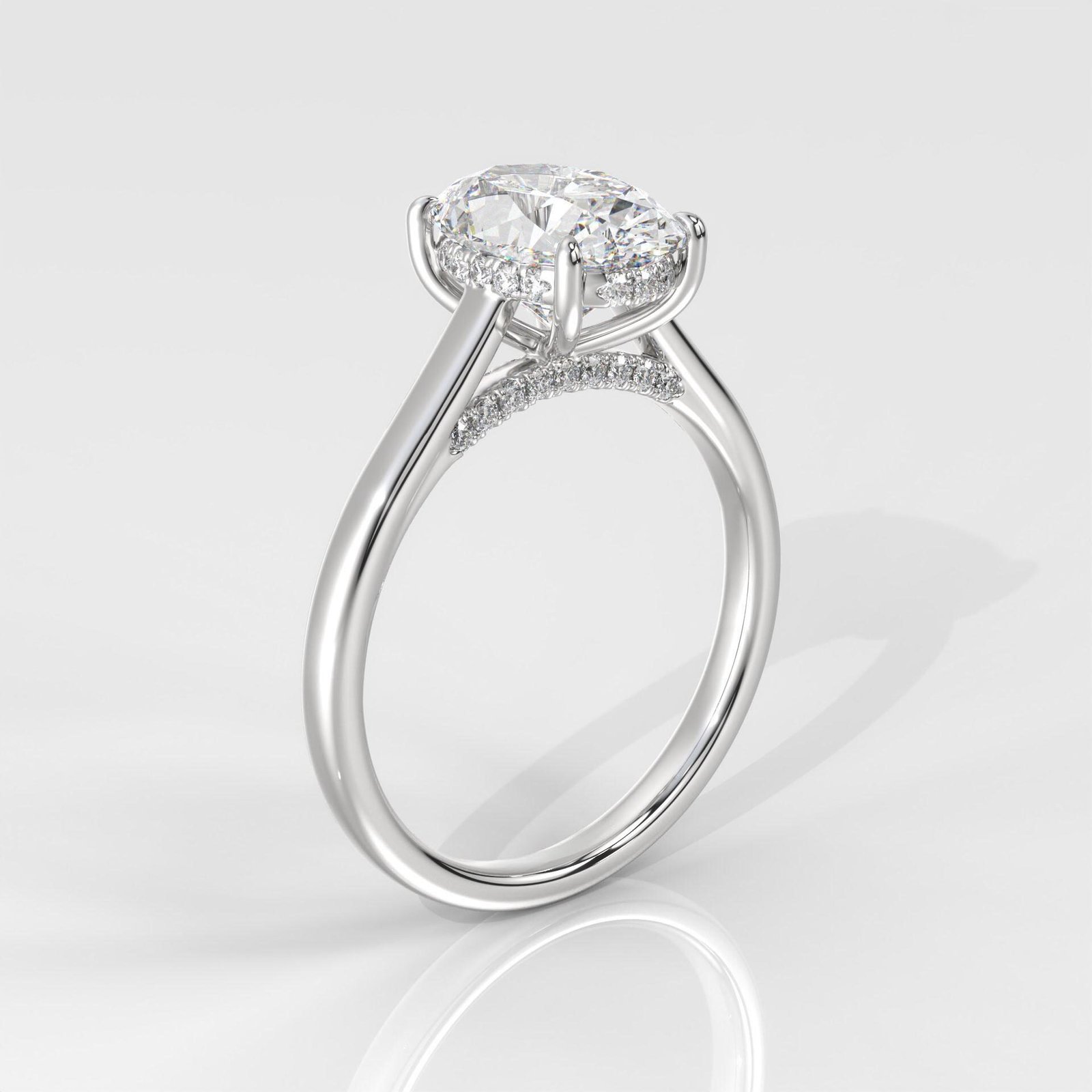 Oval Cut Hidden Halo Engagement Ring - Image 8