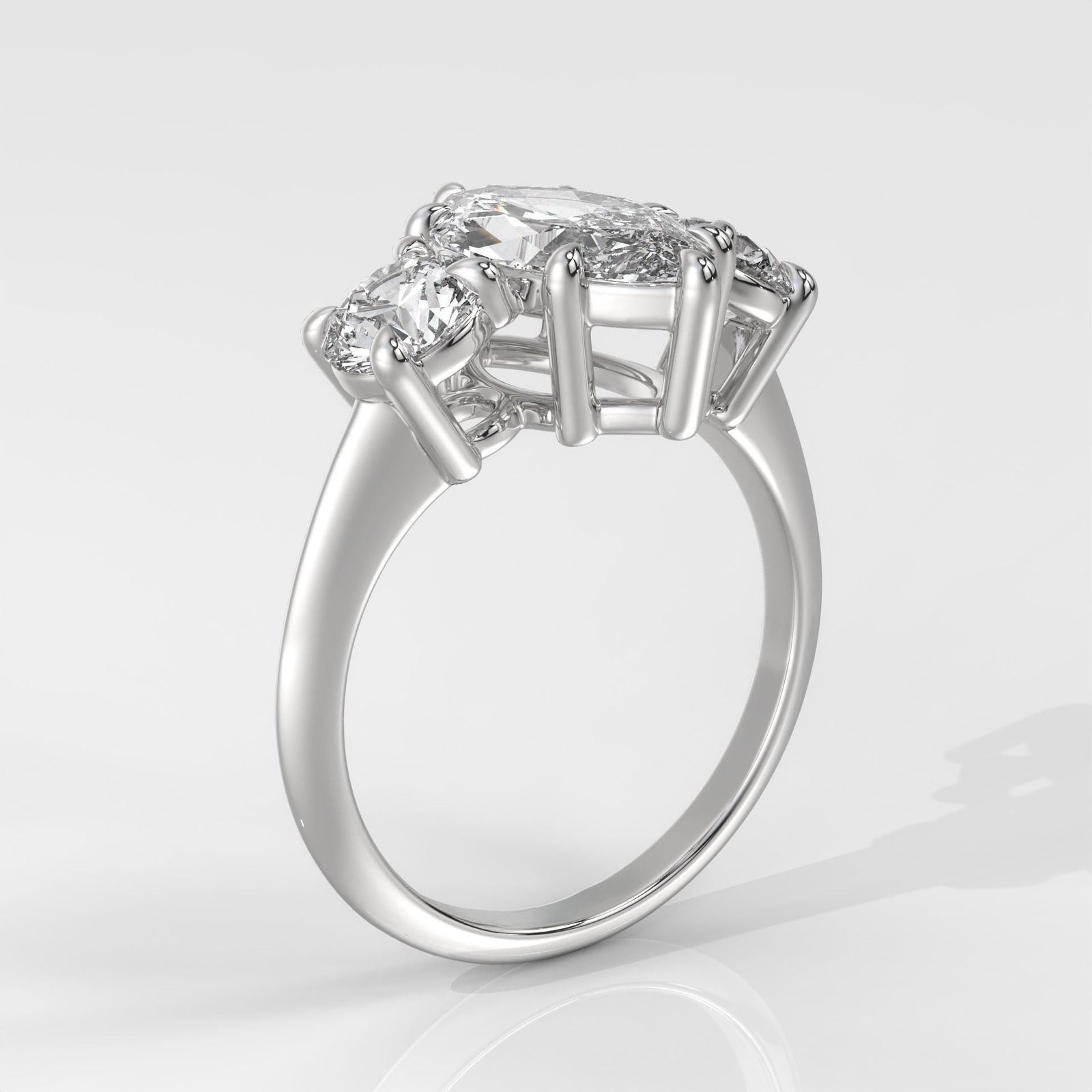 Marquise Cut Diamond Engagement Ring with Side Stones - Image 6