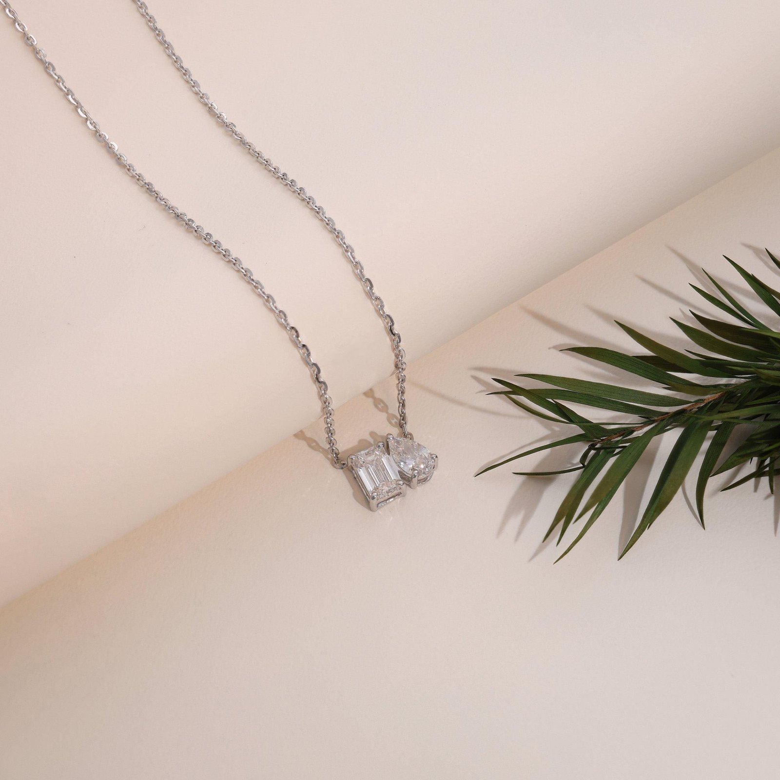 Pear & Emerald Cut Toi Et Moi Necklace - Image 3
