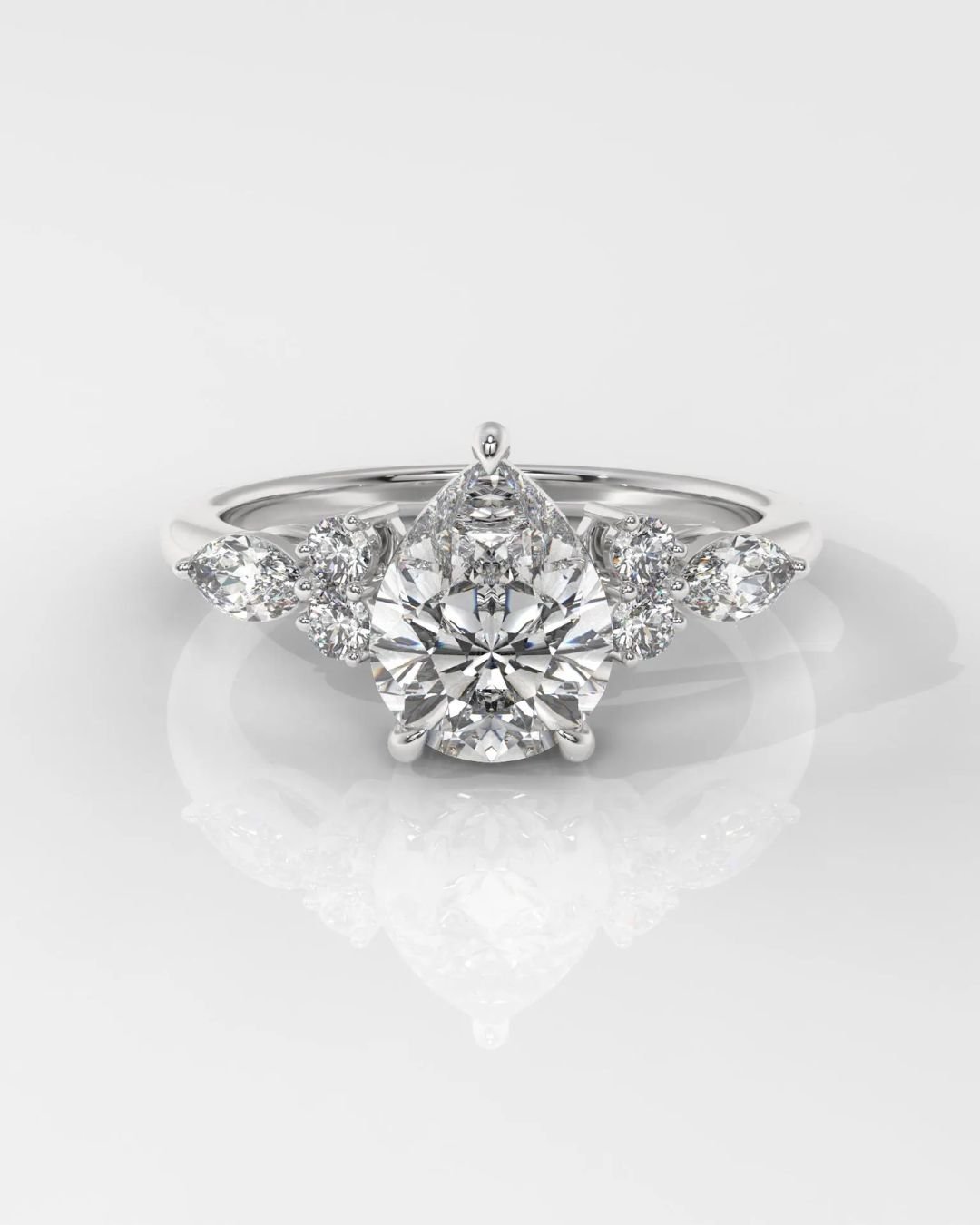 Pear Cut Diamond Engagement Ring With Side Stones - Image 4