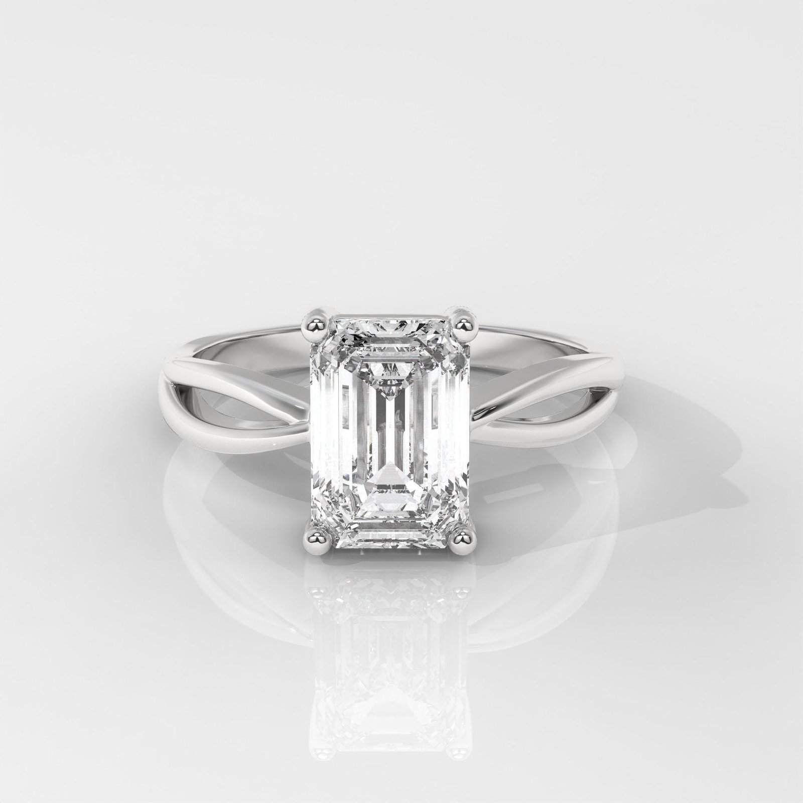 Emerald Cut Engagement Ring with Split Shank - Image 3