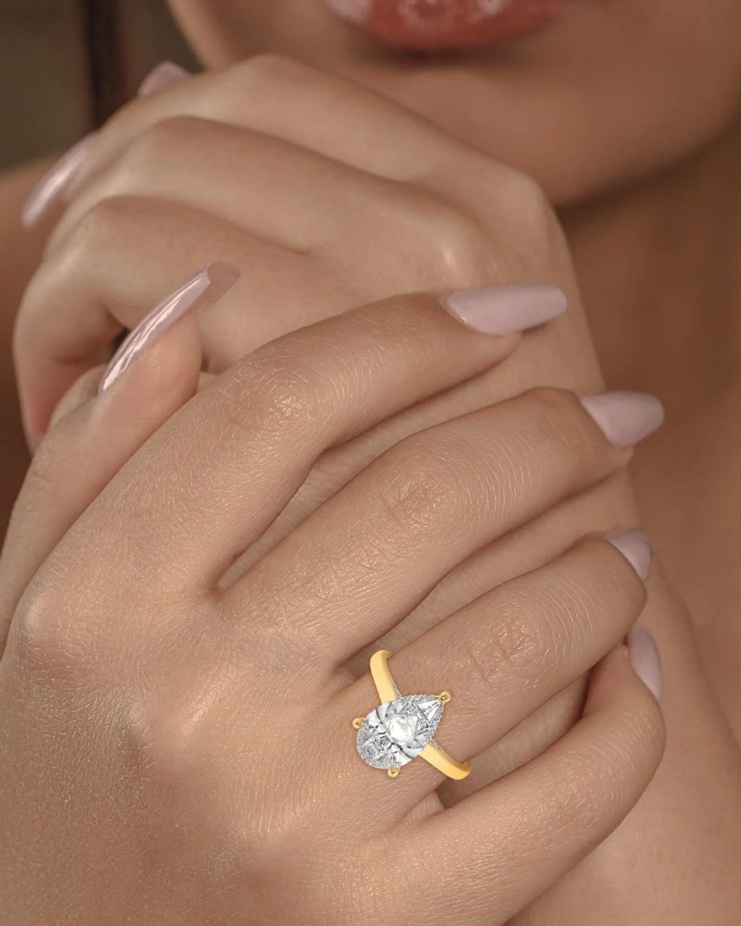 Pear Hidden Halo Engagement Ring - Image 2