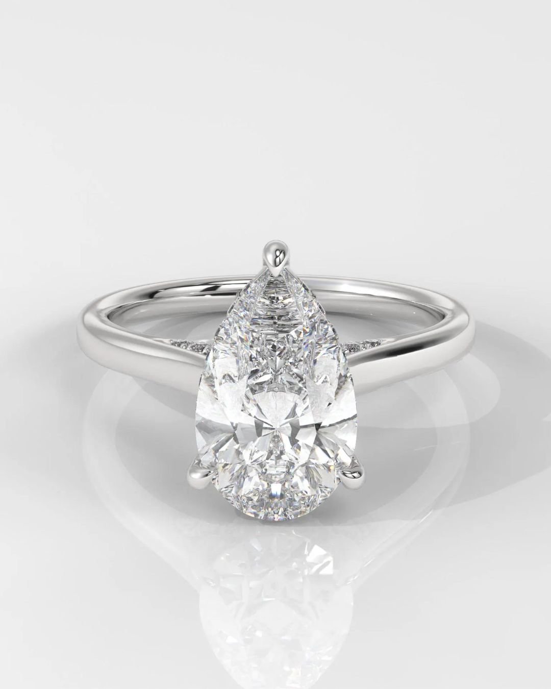 Pear Hidden Halo Engagement Ring - Image 4