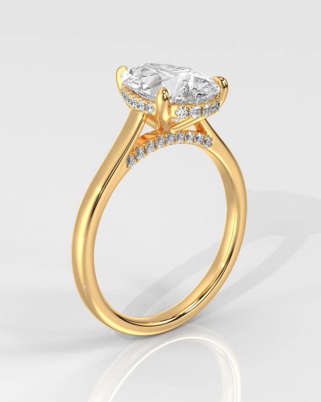 Pear Hidden Halo Engagement Ring - Image 6