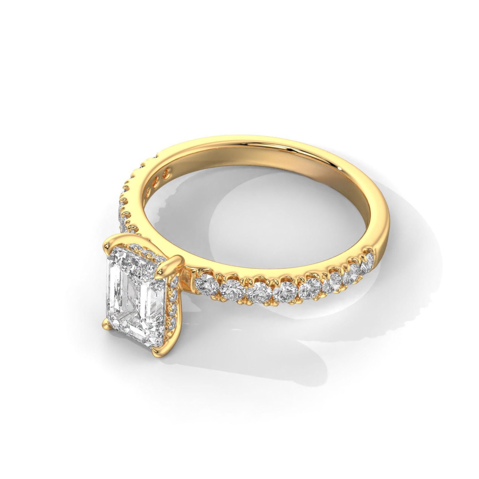 Emerald Cut Hideen Halo Engagement Ring - Image 2