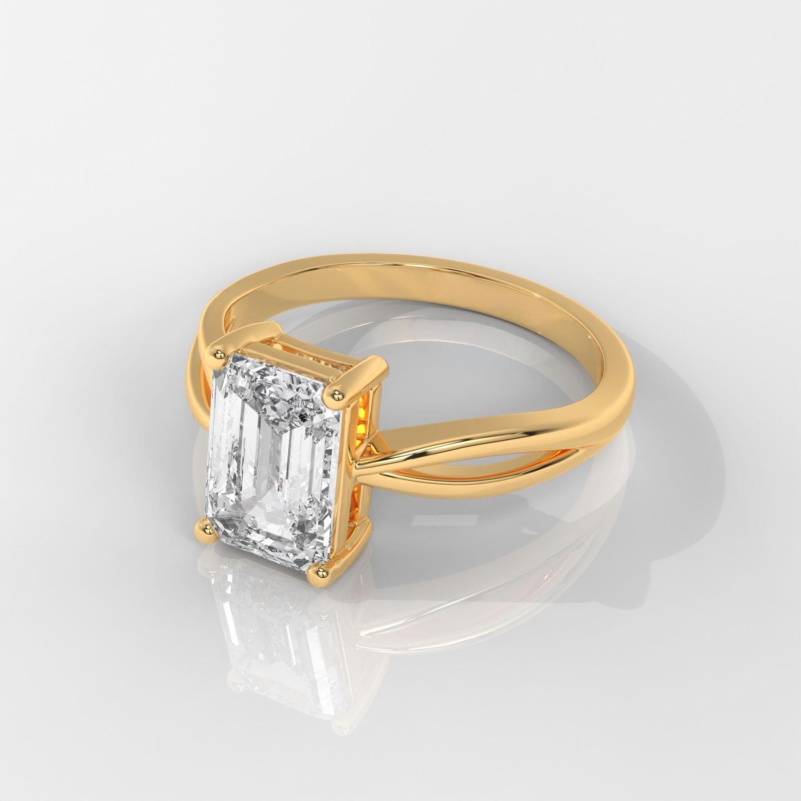 Emerald Cut Engagement Ring with Split Shank - Image 5