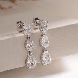 Oval & Pear Lab Grown Diamond Drop Earrings