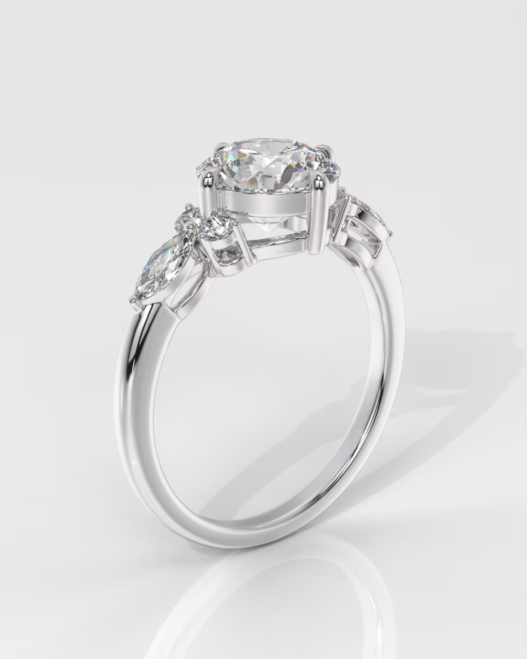Round Cut Cluster Diamond Engagement Ring - Image 7
