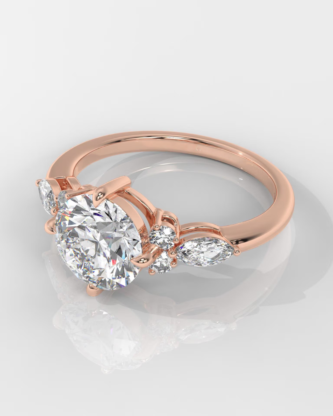 Round Cut Cluster Diamond Engagement Ring - Image 8