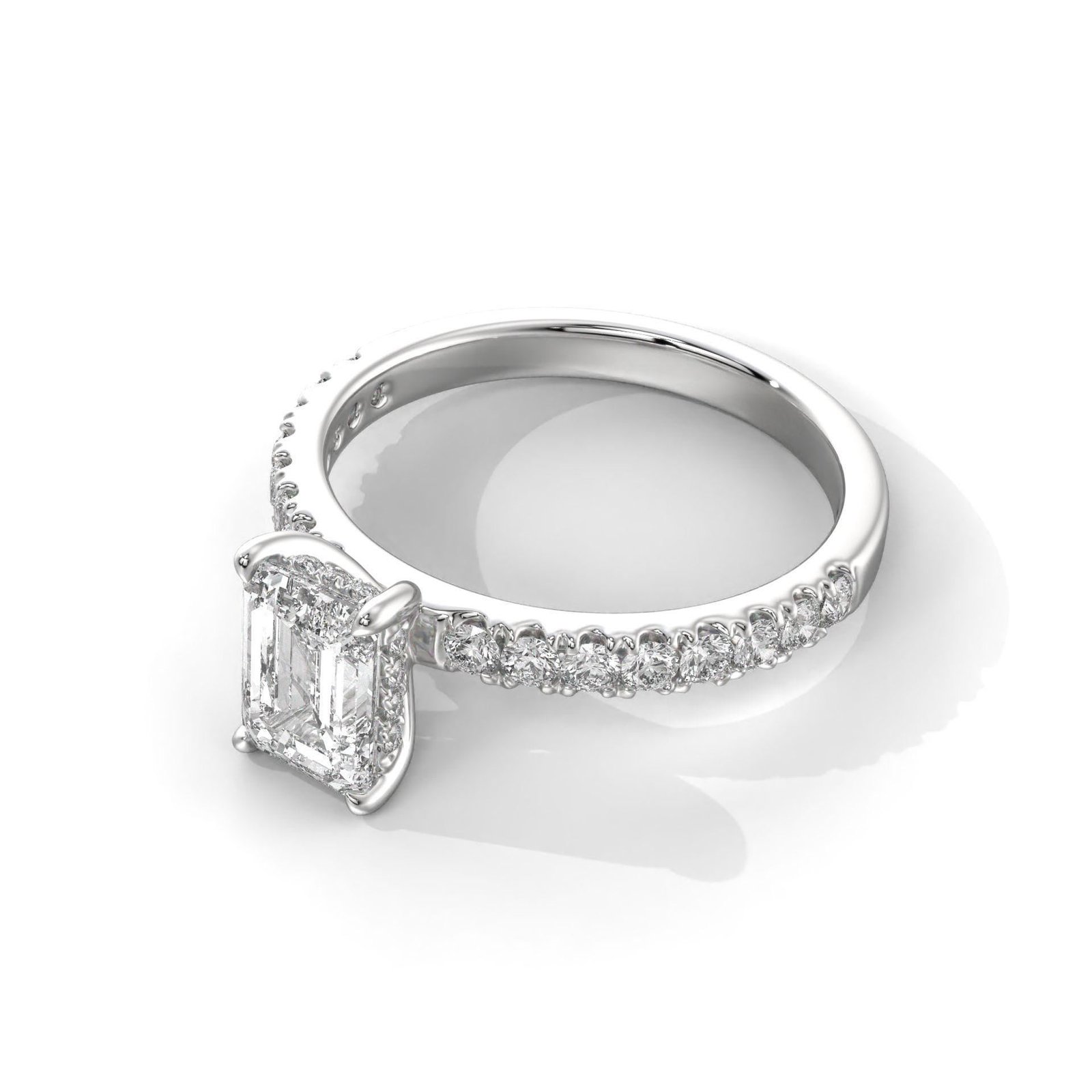 Emerald Cut Hideen Halo Engagement Ring - Image 4