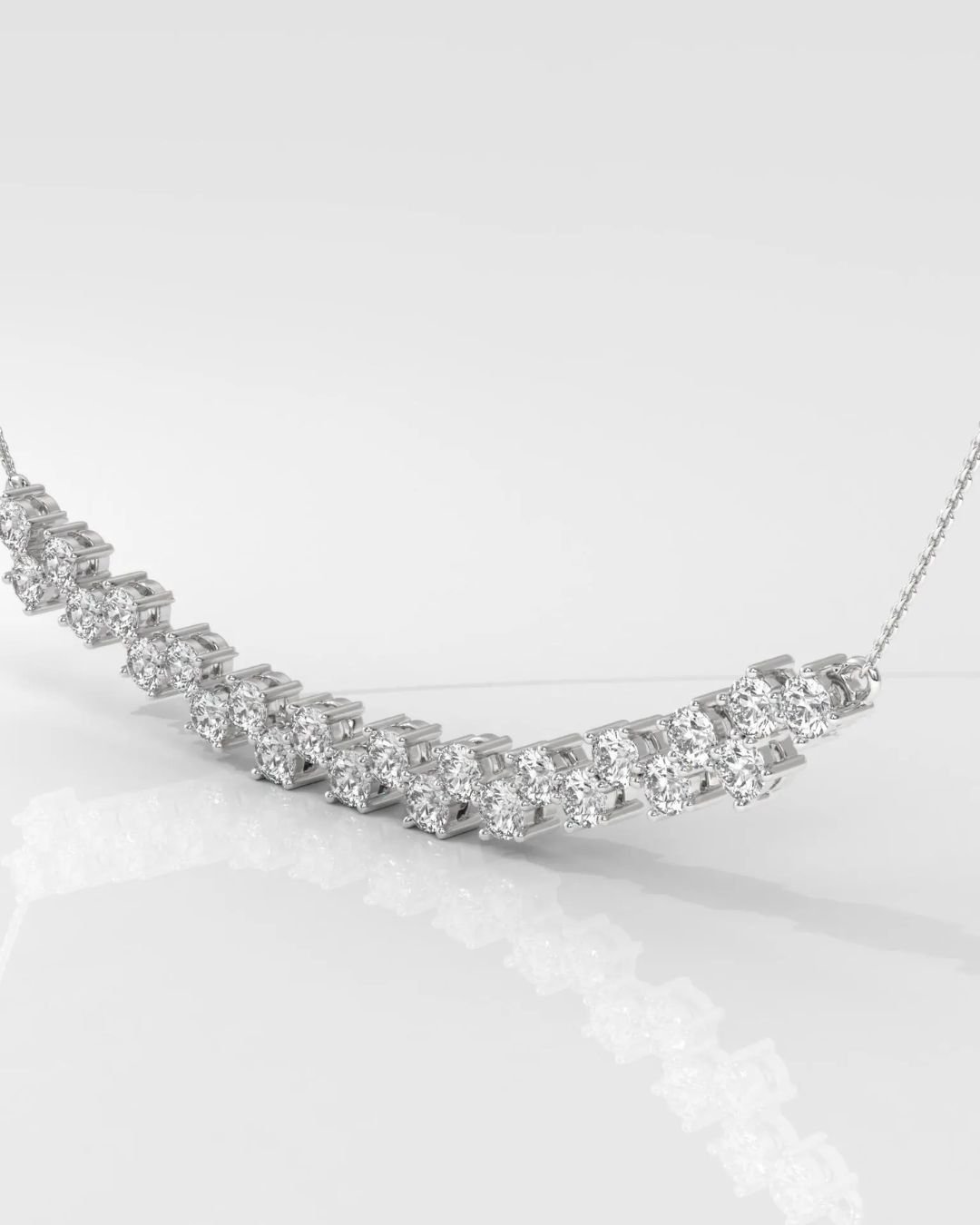 Round Cut Cluster Diamond Necklace - Image 4