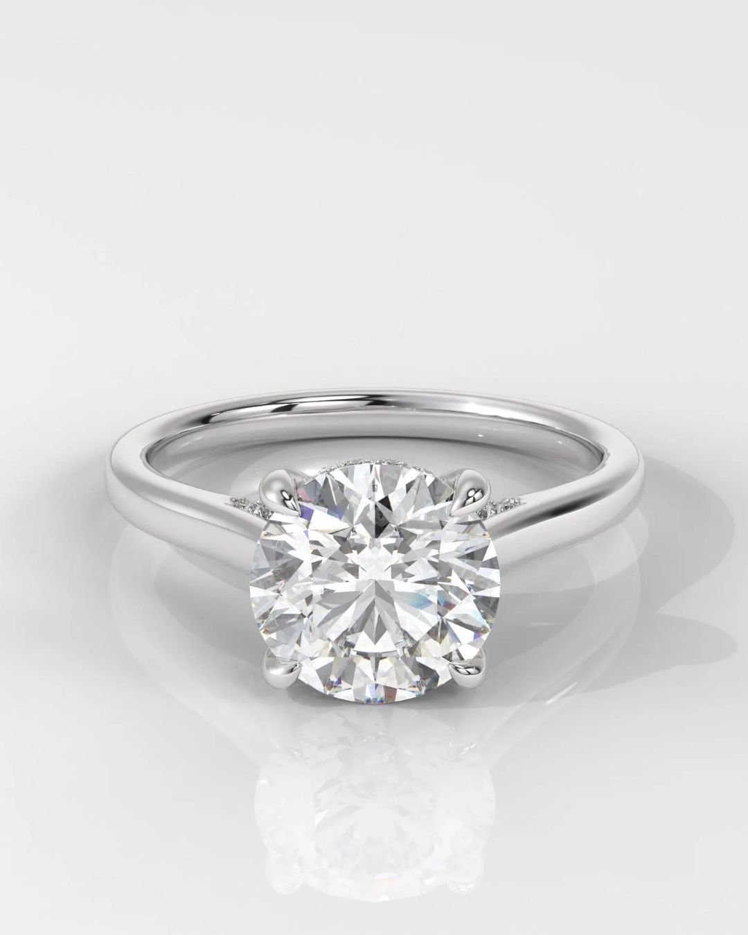 Round Cut Hidden Halo Engagement Ring - Image 4