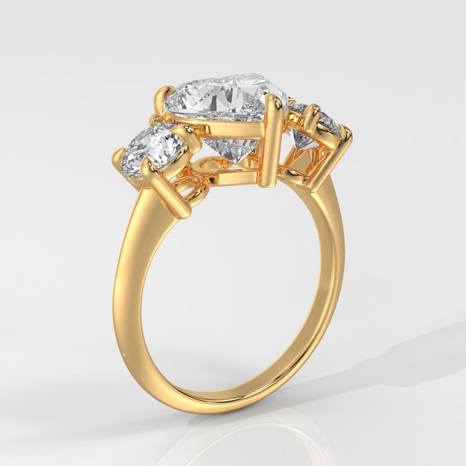 Three Stones Heart Cut Engagement Ring - Image 5