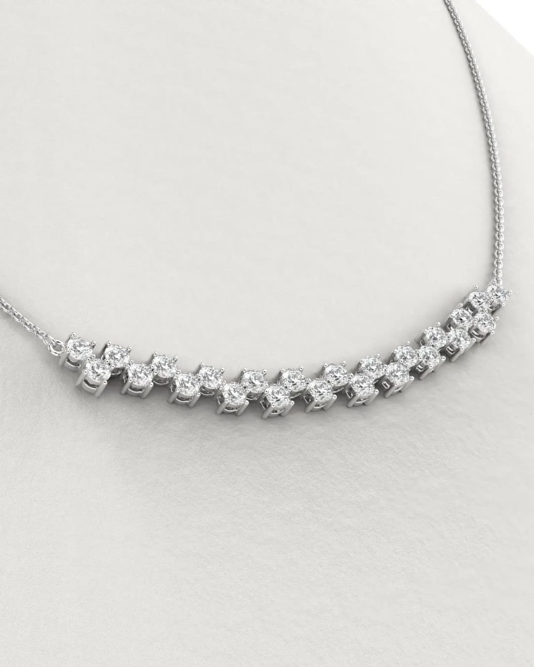 Round Cut Cluster Diamond Necklace - Image 3