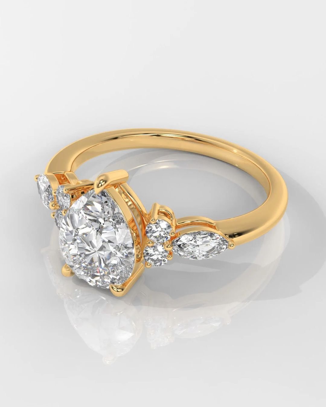 Pear Cut Diamond Engagement Ring With Side Stones - Image 6
