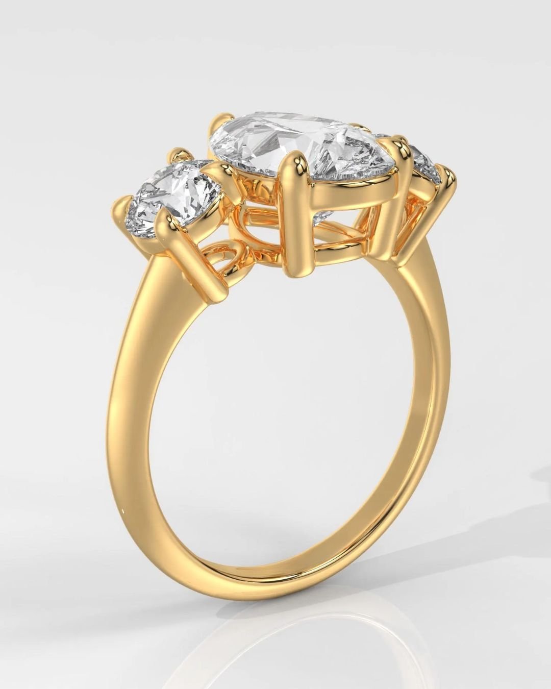 Pear Cut Three Stone Diamond Engagement Ring - Image 5