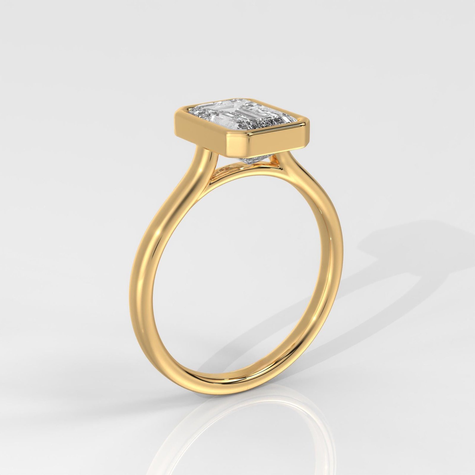 Emerald-Cut Bezel Set Diamond Engagement Ring - Image 3