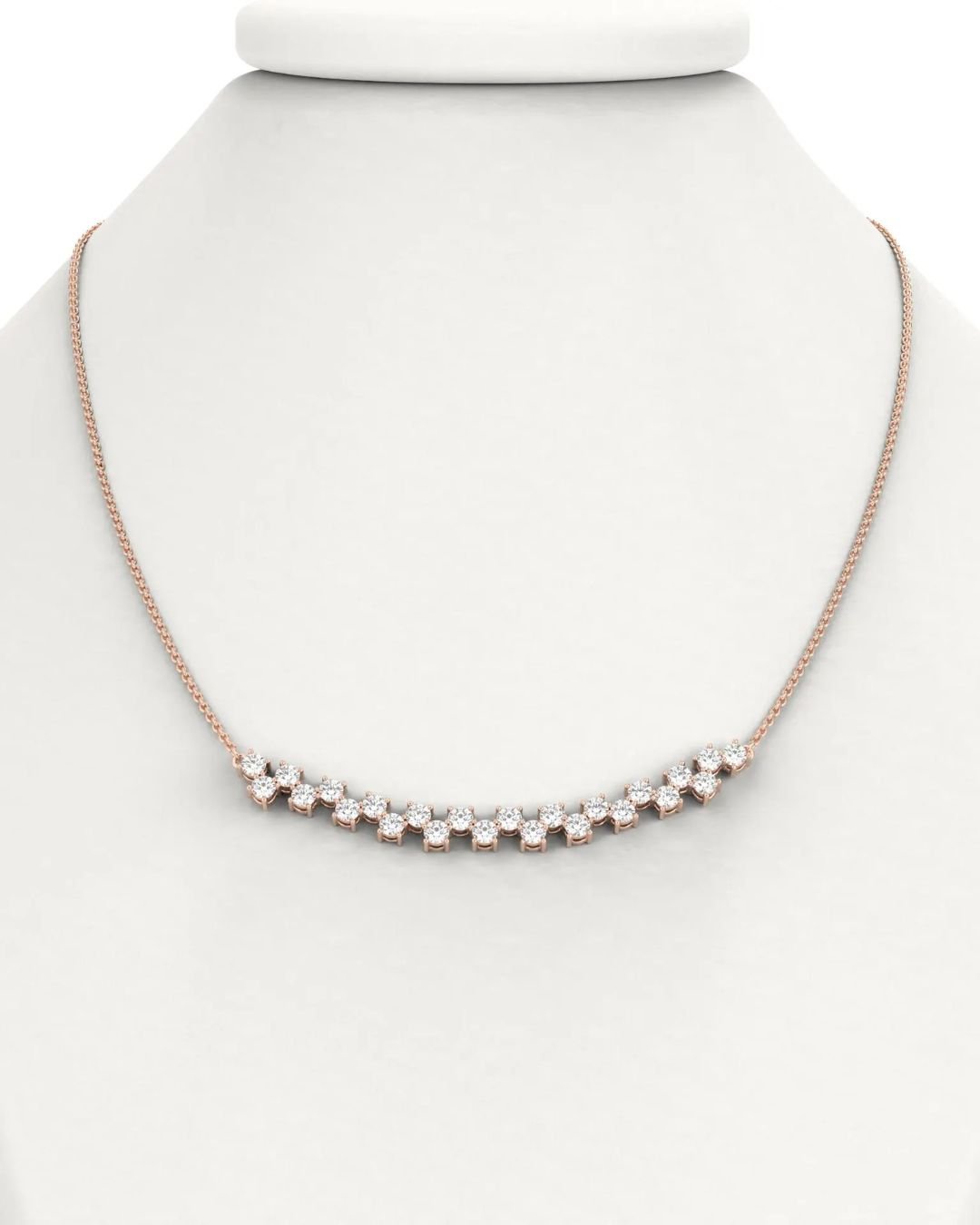 Round Cut Cluster Diamond Necklace - Image 5