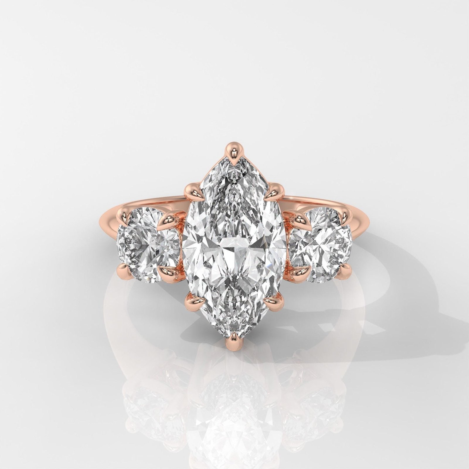 Marquise Cut Diamond Engagement Ring with Side Stones - Image 7