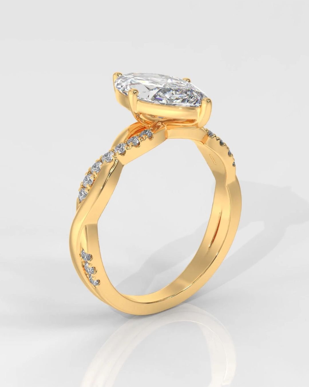Marquise Diamond Engagement Ring With Twisted Band - Image 5