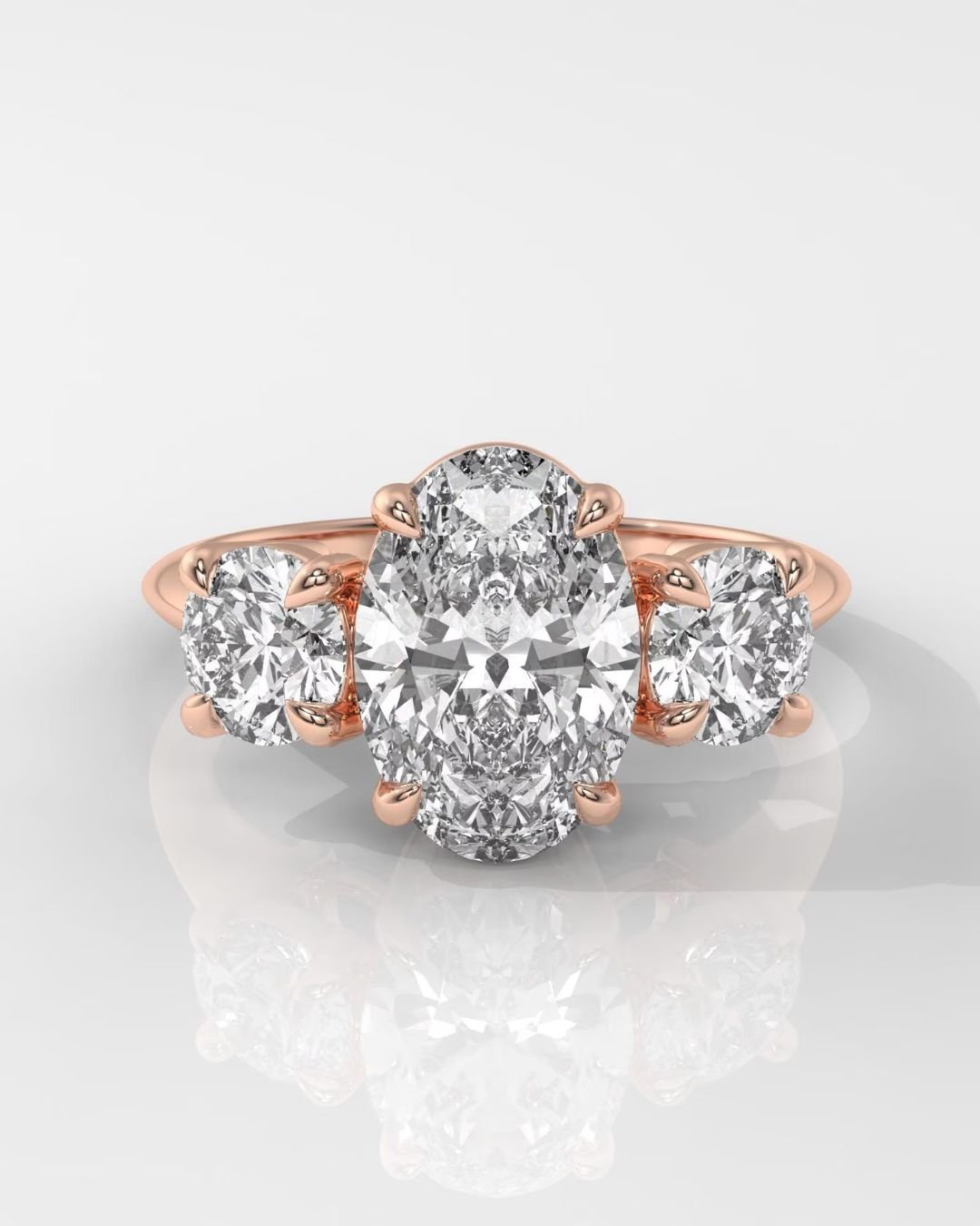 Oval Three Stone Engagement Ring - Image 3